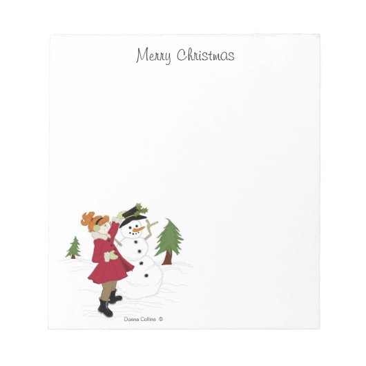 Frohe Weihnachten Kleines Mädchen Notizblock (Vorderseite)