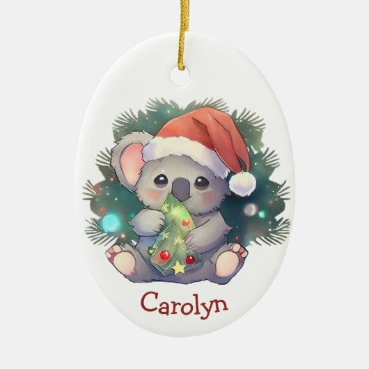 Frohe Weihnachten Koala Bär Kinder Weihnachten Keramik Ornament (Vorne)