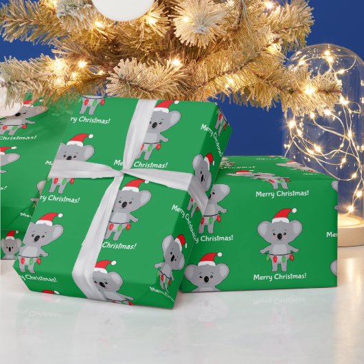 Frohe Weihnachten Koala Bär mit Lichtern Geschenkpapier (Feiertage)