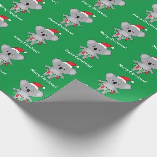 Frohe Weihnachten Koala Bär mit Lichtern Geschenkpapier (Ecke)