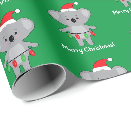 Frohe Weihnachten Koala Bär mit Lichtern Geschenkpapier (Rolleneckpunkt)