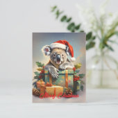 Frohe Weihnachten Koala mit Geschenken und Stechpa (Stehend Vorderseite)