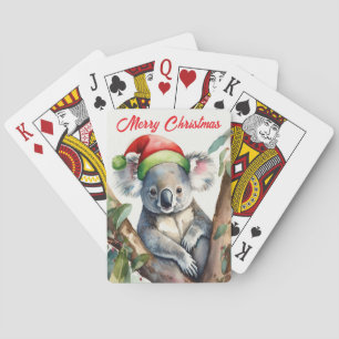 Frohe Weihnachten Koala sitzt in Gumtree Spielkarten