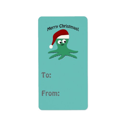 Frohe Weihnachten Krake Adressaufkleber (Vorne)