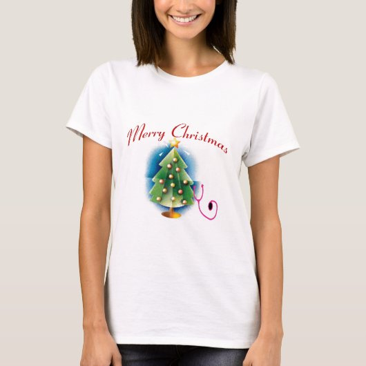 Frohe Weihnachten KRANKENSCHWESTER-BAUM T-Shirt (Vorderseite)