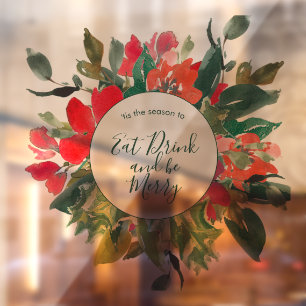 Frohe Weihnachten Kranz Floral Grün Fensteraufkleber