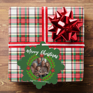 Frohe Weihnachten Kranz Foto Feiertag Familienname Ornament Karte