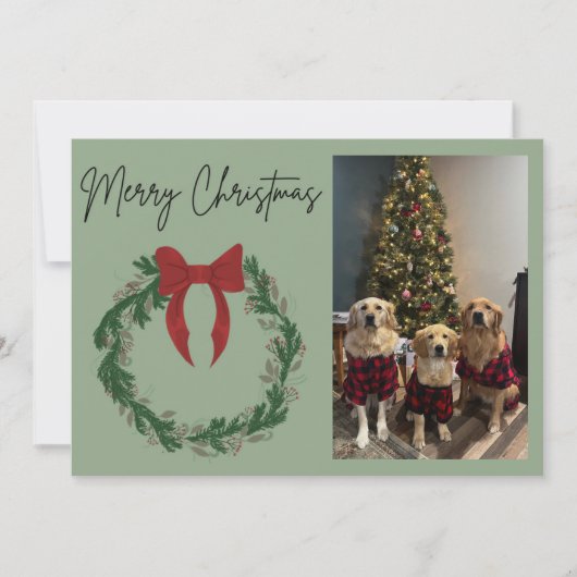 Frohe Weihnachten Kranz Fotokarte (Vorderseite)