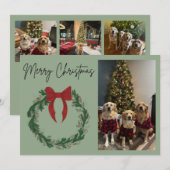 Frohe Weihnachten Kranz Fotokarte (Vorne/Hinten)