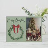 Frohe Weihnachten Kranz Fotokarte (Stehend Vorderseite)