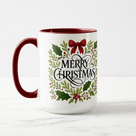 Frohe Weihnachten Kranz Kaffeetasse (Links)