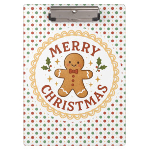 Frohe Weihnachten Kranz mit Gingerbread Mann Klemmbrett
