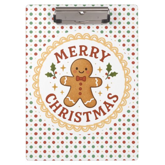 Frohe Weihnachten Kranz mit Gingerbread Mann Klemmbrett (Vorderseite)