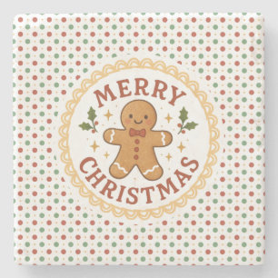 Frohe Weihnachten Kranz mit Männchen aus Lebkuchen Steinuntersetzer