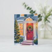 Frohe Weihnachten Kranz Wasserfarbe Rot (Stehend Vorderseite)