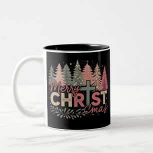 Frohe Weihnachten Kreuz Glaube Jesus Christliche G Zweifarbige Tasse
