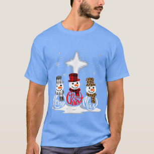 Frohe Weihnachten Kreuz Jesus Schneemann Lustige W T-Shirt