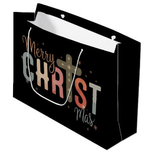 Frohe Weihnachten Kreuz Religiöse Christliche Fami Große Geschenktüte