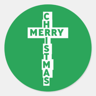 Frohe Weihnachten, Kreuz Runder Aufkleber