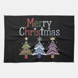 Frohe Weihnachten Kreuz Xmas Baum Retro Geschirrtuch