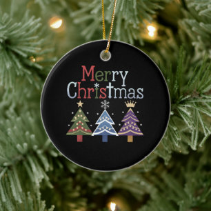 Frohe Weihnachten Kreuz Xmas Baum Retro Keramik Ornament
