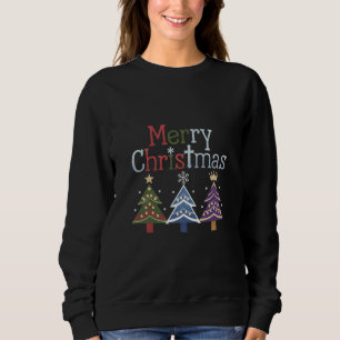 Frohe Weihnachten Kreuz Xmas Baum Retro Sweatshirt