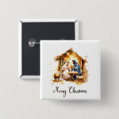 Frohe Weihnachten Krippe Button (Vorne & Hinten)