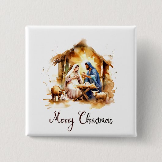 Frohe Weihnachten Krippe Button (Vorderseite)