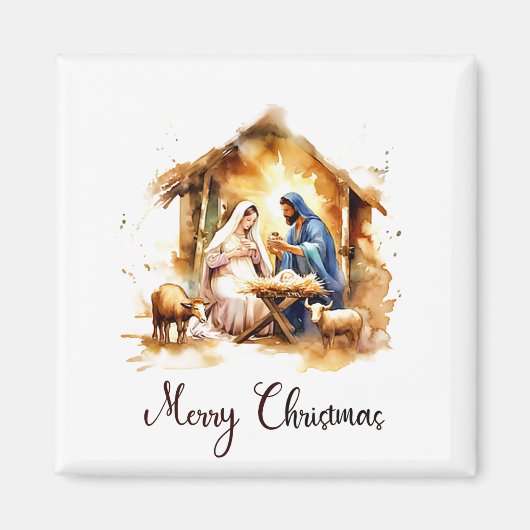 Frohe Weihnachten Krippe Magnet (Vorne)