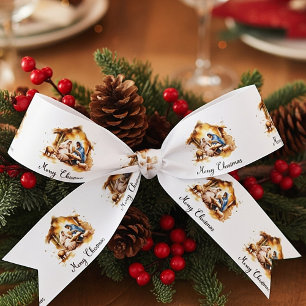Frohe Weihnachten Krippe Satinband