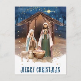 Frohe Weihnachten. Krippenmalerei Feiertagspostkarte