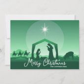 Frohe Weihnachten Krippenszene Grün Religiös (Vorderseite)