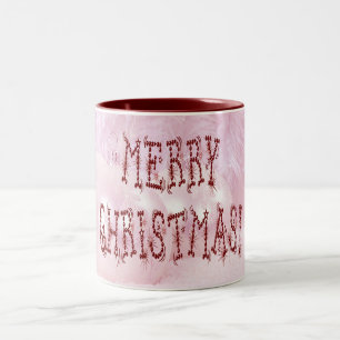 Frohe Weihnachten Kugel und Sterne Schrift Zweifarbige Tasse