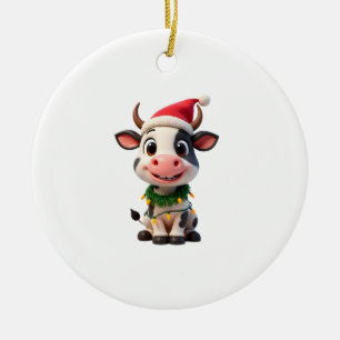 Frohe Weihnachten Kuh Santa Weihnachtsbeleuchtung  Keramik Ornament