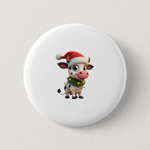 Frohe Weihnachten Kuh Santa Weihnachtslichter Kuh  Button