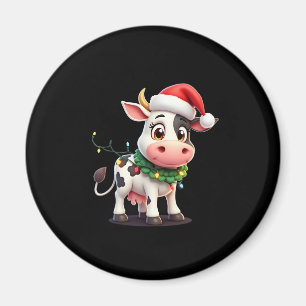 Frohe Weihnachten Kuh Santa Weihnachtslichter Kuh Magnet