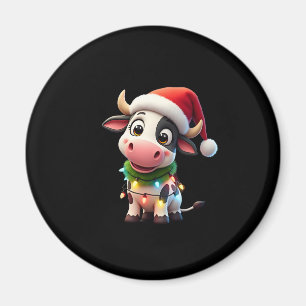 Frohe Weihnachten Kuh Santa Weihnachtslichter Kuh  Magnet