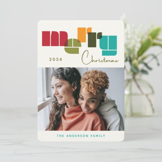 Frohe Weihnachten kühne dunkelgrüne Typografie Fot (Stehend Vorderseite)