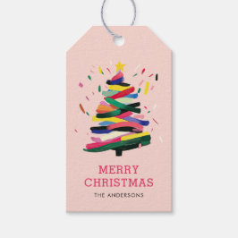 Frohe Weihnachten kühne farbenfrohe rosa Feiertage Geschenkanhänger