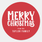 Frohe Weihnachten kühne moderne Texte Personalisie Runder Aufkleber (Vorderseite)