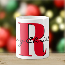 Frohe Weihnachten kühne Red Initial 11oz Classic Kaffeetasse