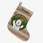 Frohe Weihnachten Kundenname Großer Weihnachtsstrumpf (Vorderansicht (hängend))