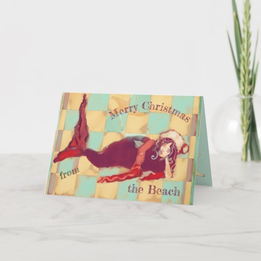 Frohe Weihnachten Künstlerisch Beach Mermaid Santa (Vorderseite)