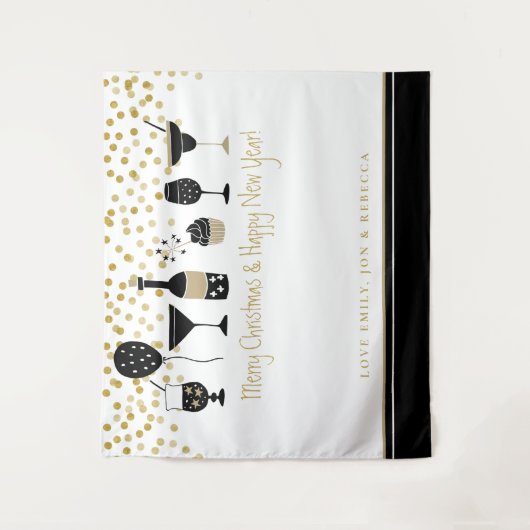 Frohe Weihnachten Künstlerische Virtual Party Hint Wandteppich (Vorderseite)