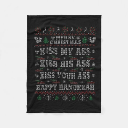 Frohe Weihnachten küss mir sein Glück Hanukkah Fleecedecke (Vorderseite)