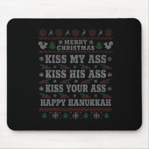 Frohe Weihnachten küss mir sein Glück Hanukkah Mousepad