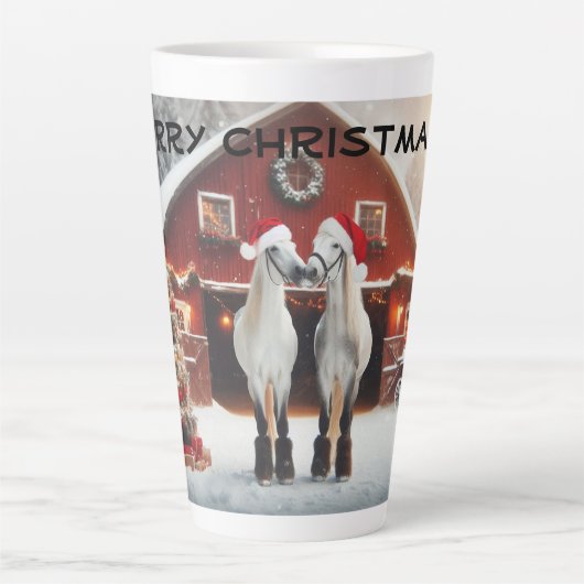 Frohe Weihnachten Küssen Pferde Milchtasse (Vorderseite)