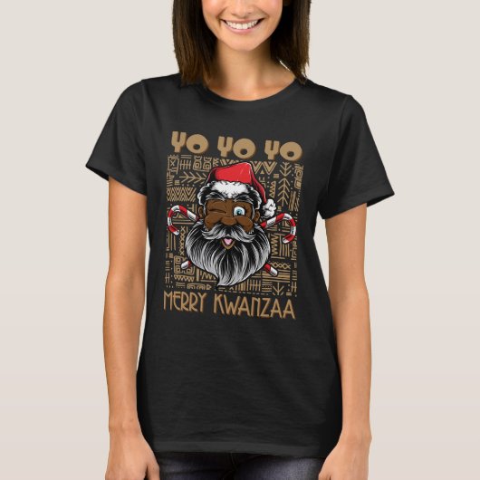 Frohe Weihnachten Kwanzaa African Santa Claus T-Shirt (Vorderseite)