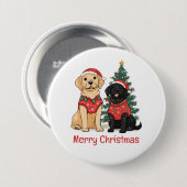 Frohe Weihnachten Labrador Retriever Hunde Button (Vorne & Hinten)