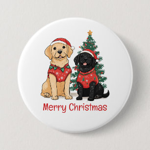 Frohe Weihnachten Labrador Retriever Hunde Button